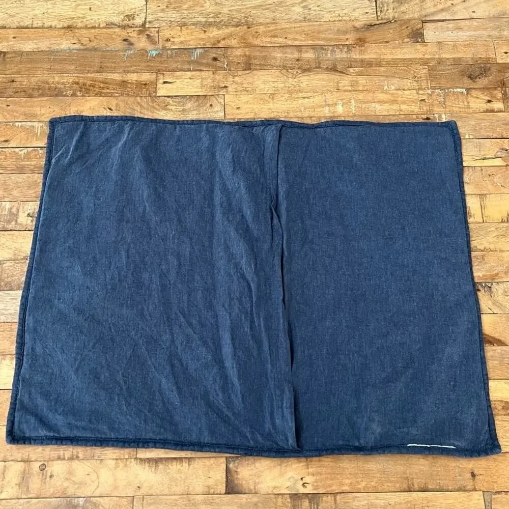 Pottery Barn Blue Linen Standard Pillow Cover Sham Quilted 26 X 20